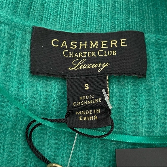 NWT Charter Club 100% Cashmere Green Pullover Sweater - Picture 2 of 9